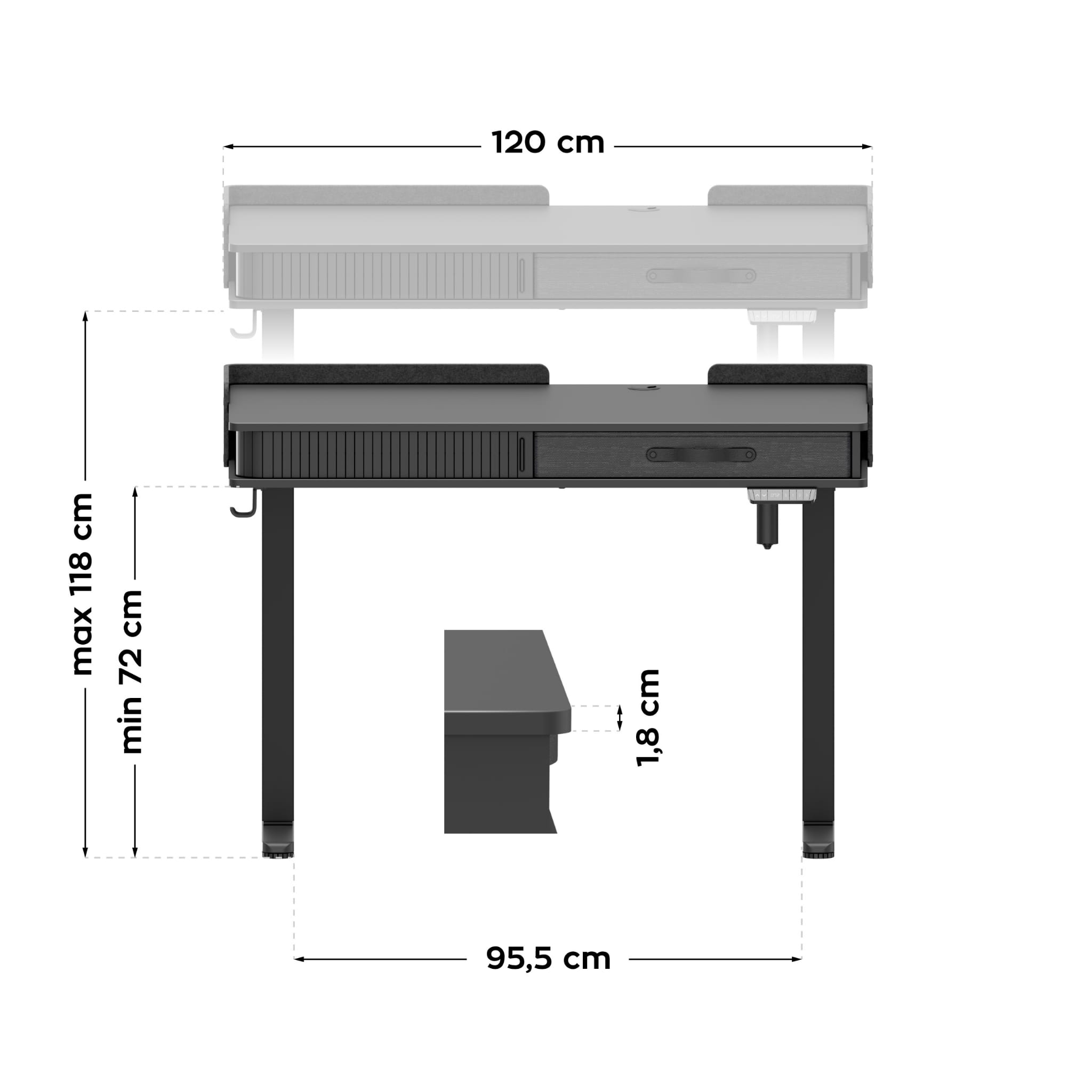 Mark Adler Leader 8.0 Black 120 cm birou electric