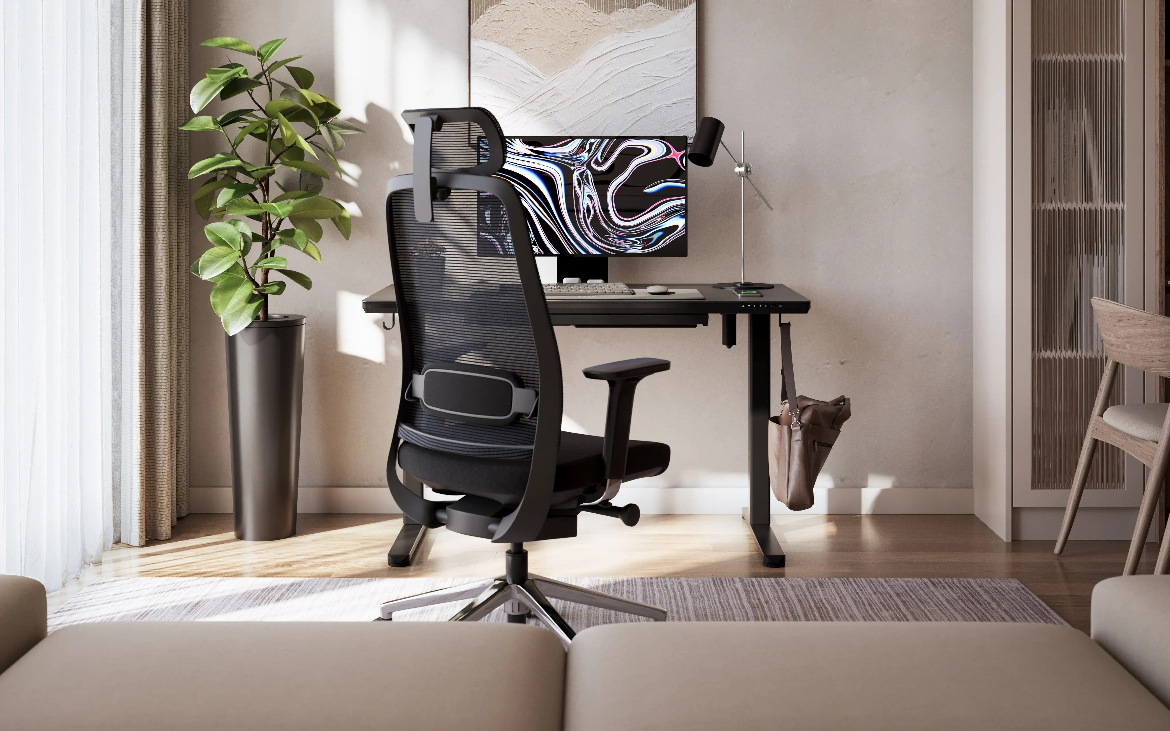 Mark Adler Leader 8.5 Birou electric negru cu blat din sticlă