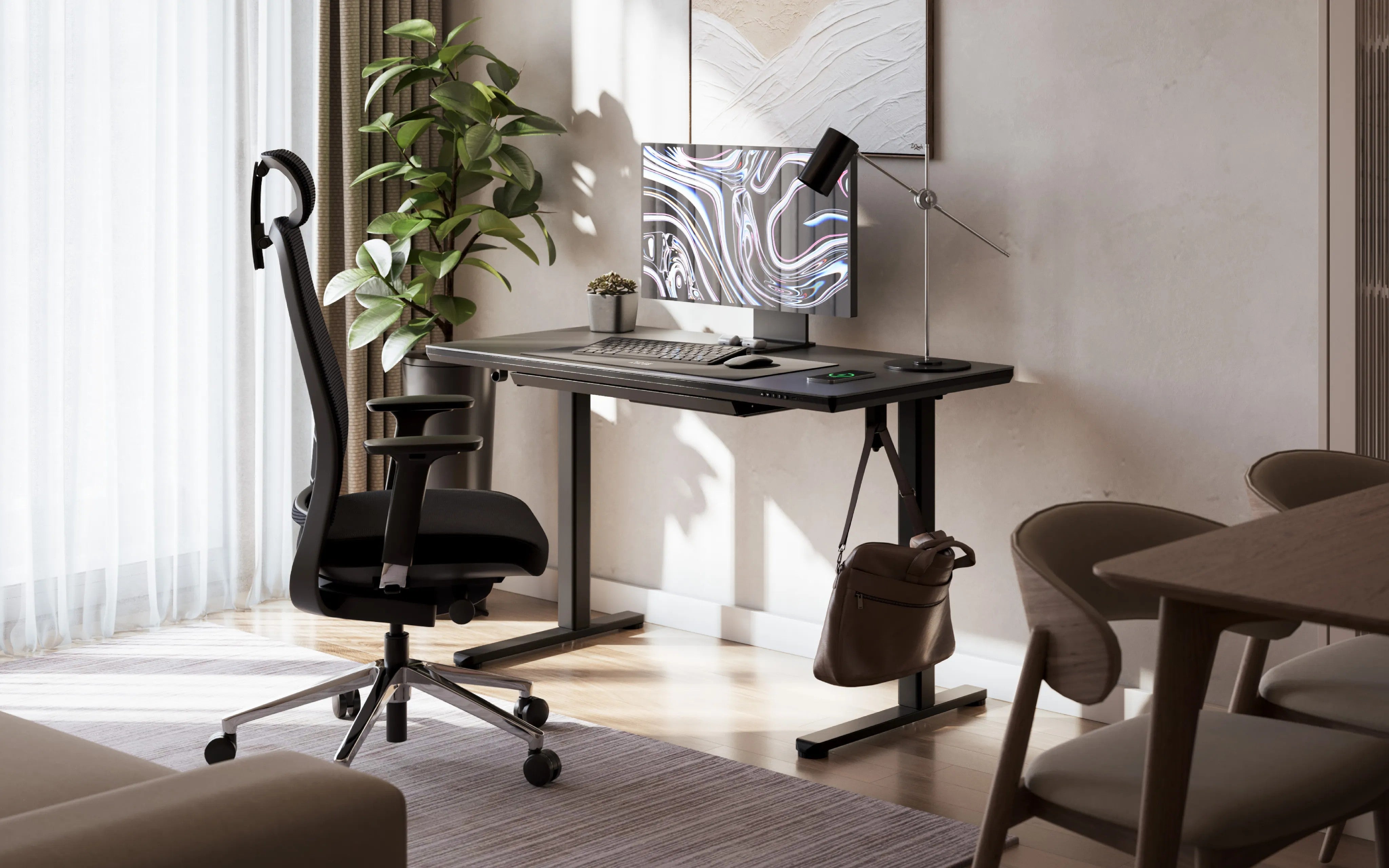 Mark Adler Leader 8.5 Birou electric negru cu blat din sticlă