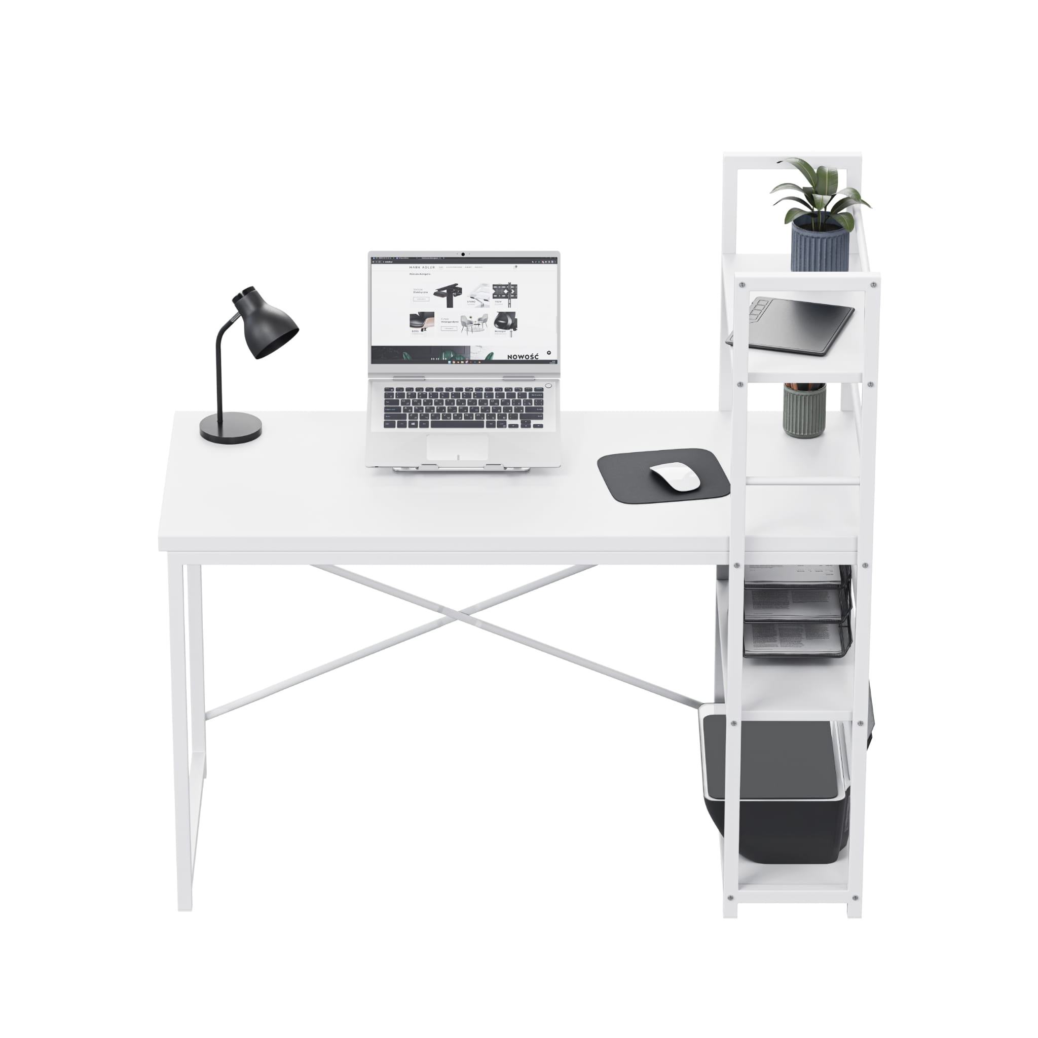 Mark Adler Leader 4.0 Alb 120 cm birou cu rafturi