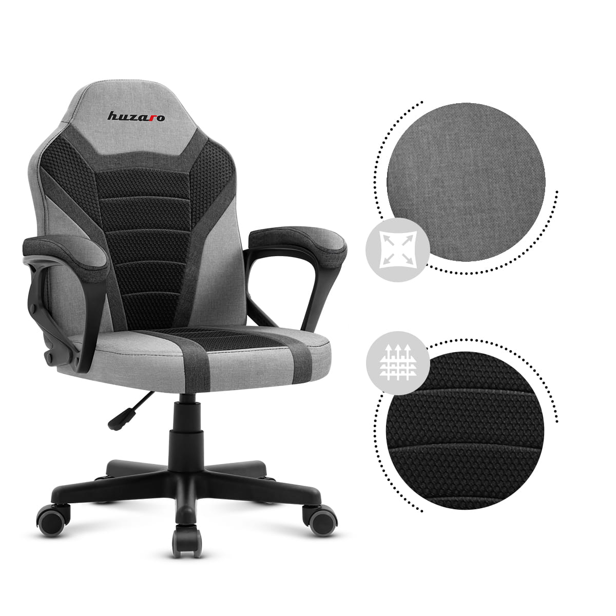 Scaun de gaming pentru copii HUZARO RANGER 1.0 Grey Mesh