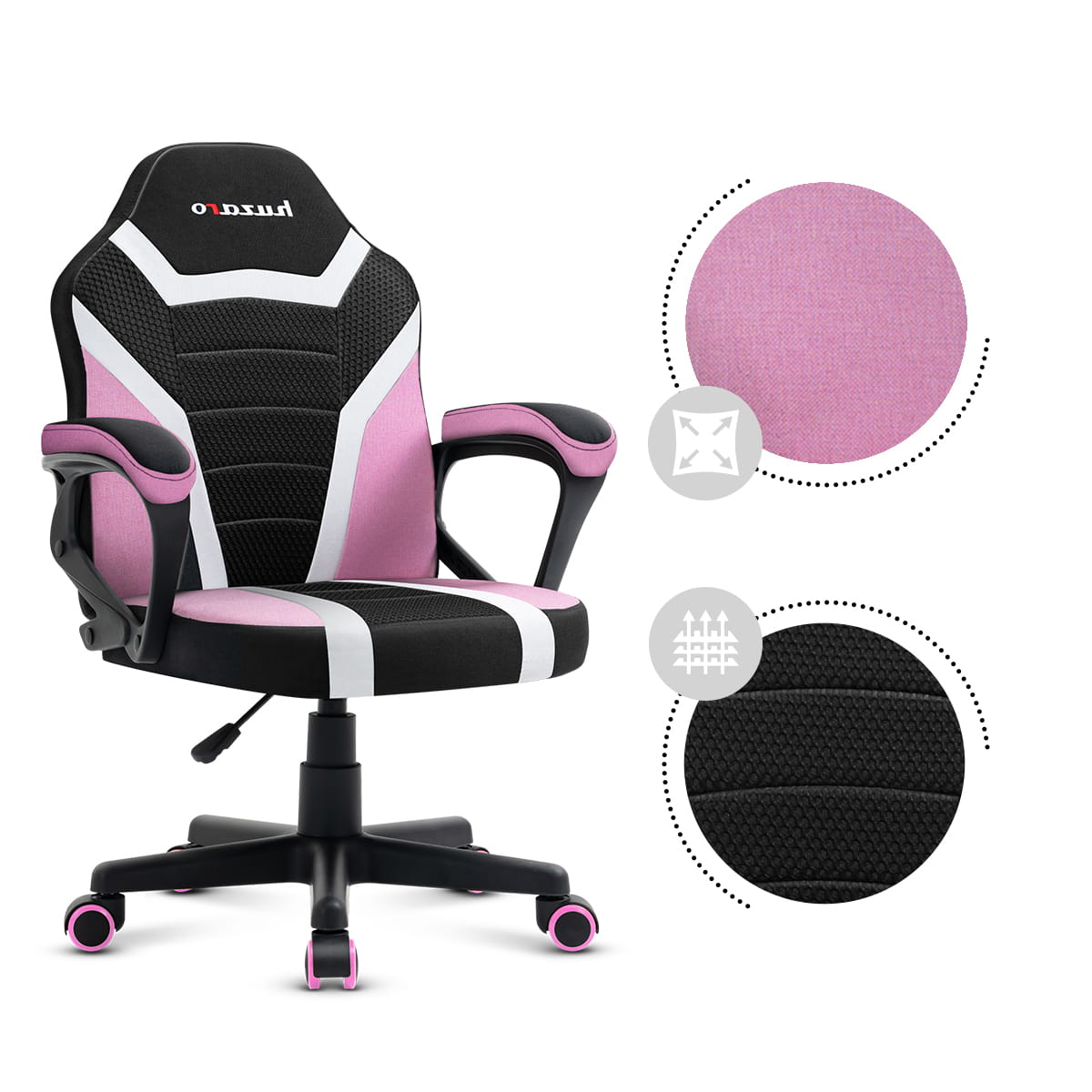 Scaun de gaming pentru copii HUZARO RANGER 1.0 Pink Mesh