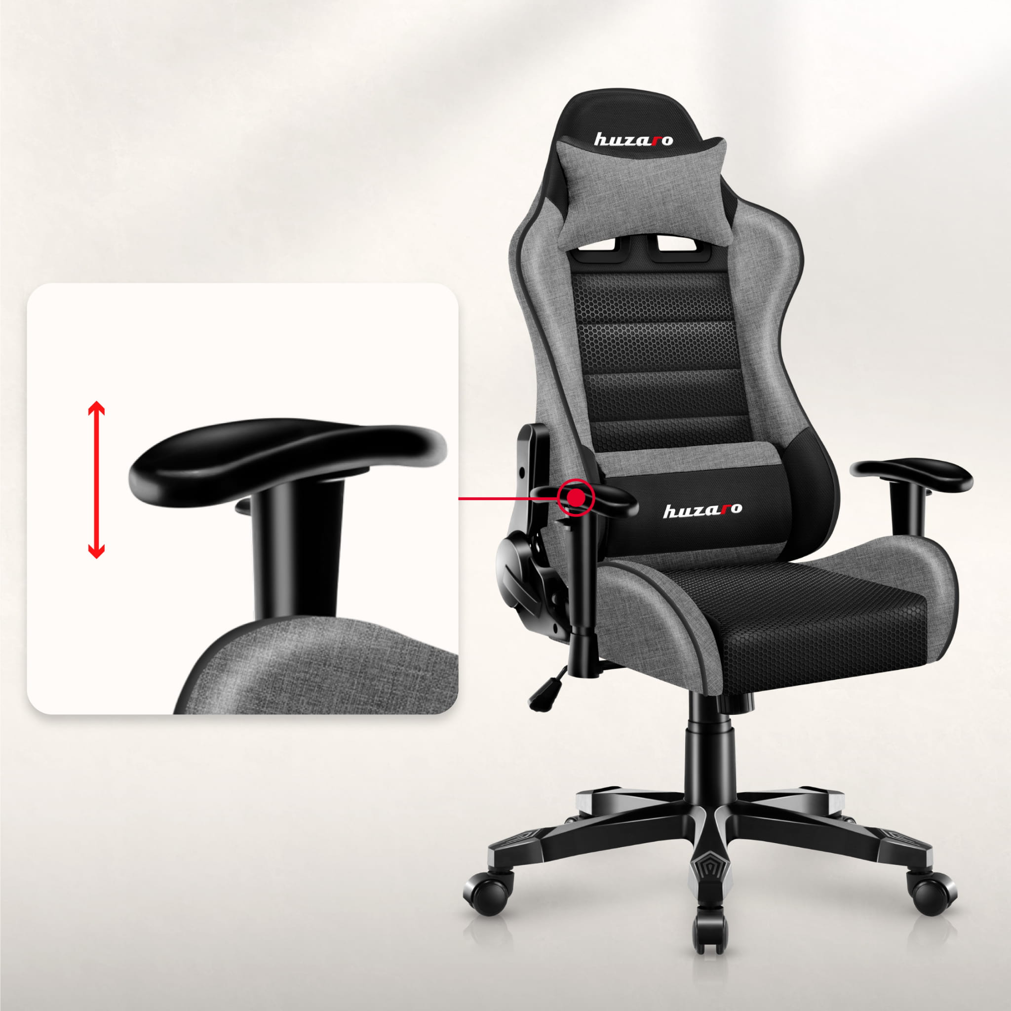 Scaun de gaming pentru copii HUZARO RANGER 6.0 Grey Mesh