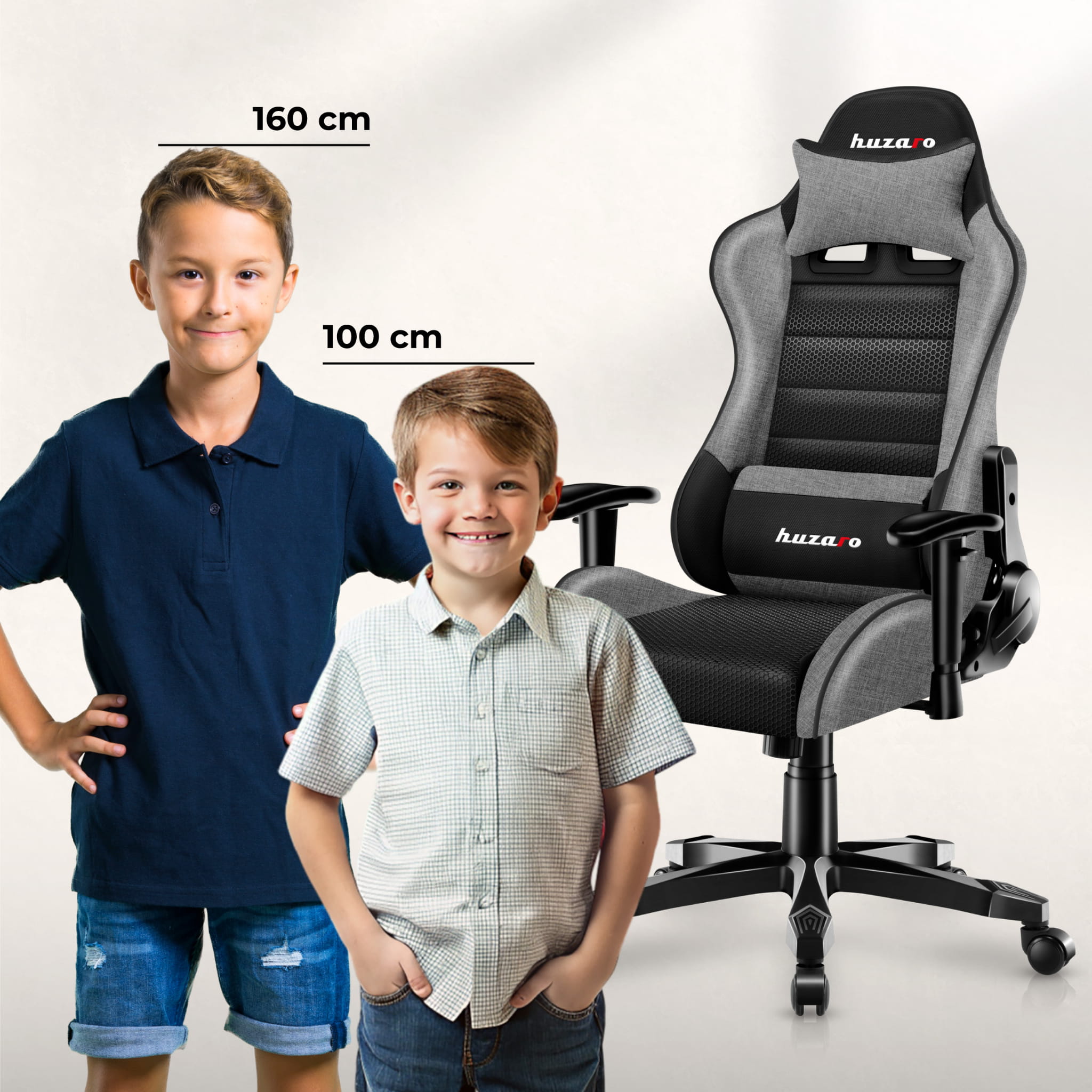 Scaun de gaming pentru copii HUZARO RANGER 6.0 Grey Mesh