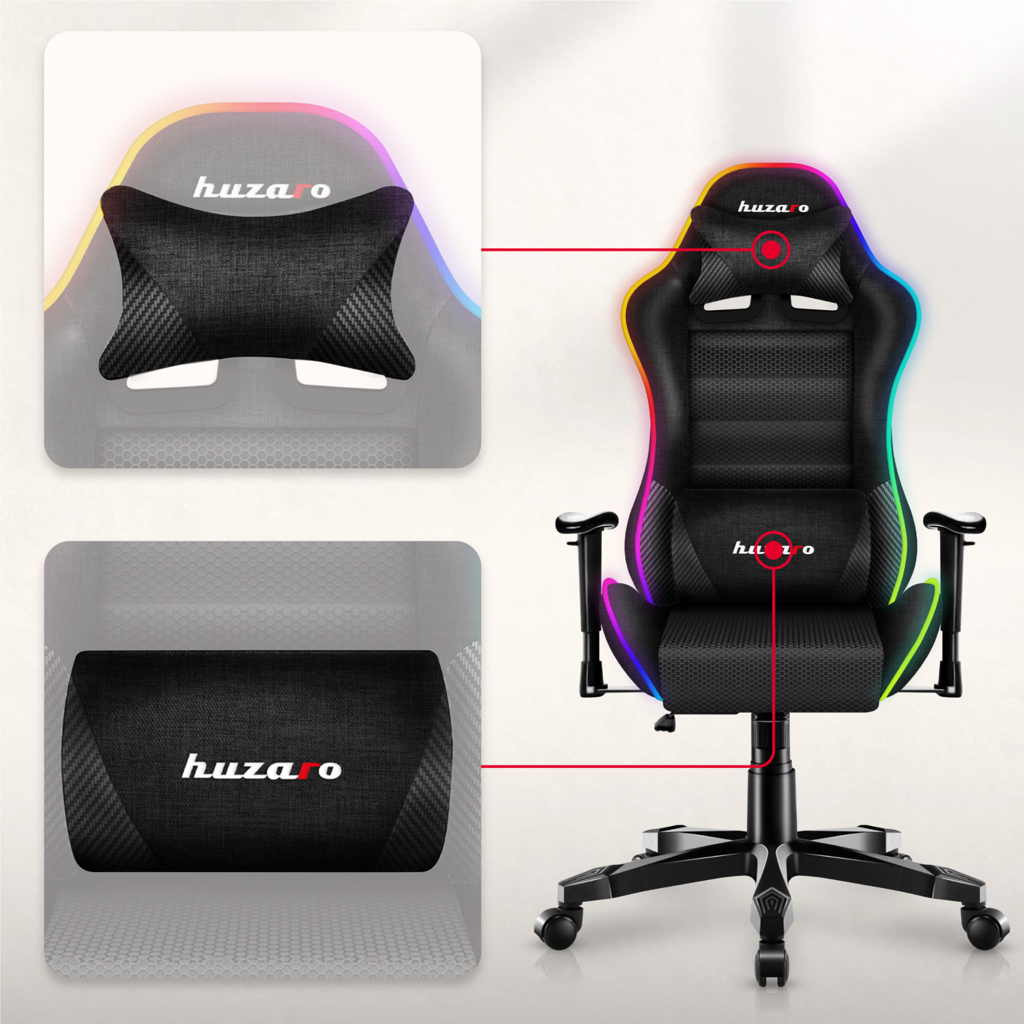 Scaun de gaming pentru copii HUZARO RANGER 6.0 RGB Mesh