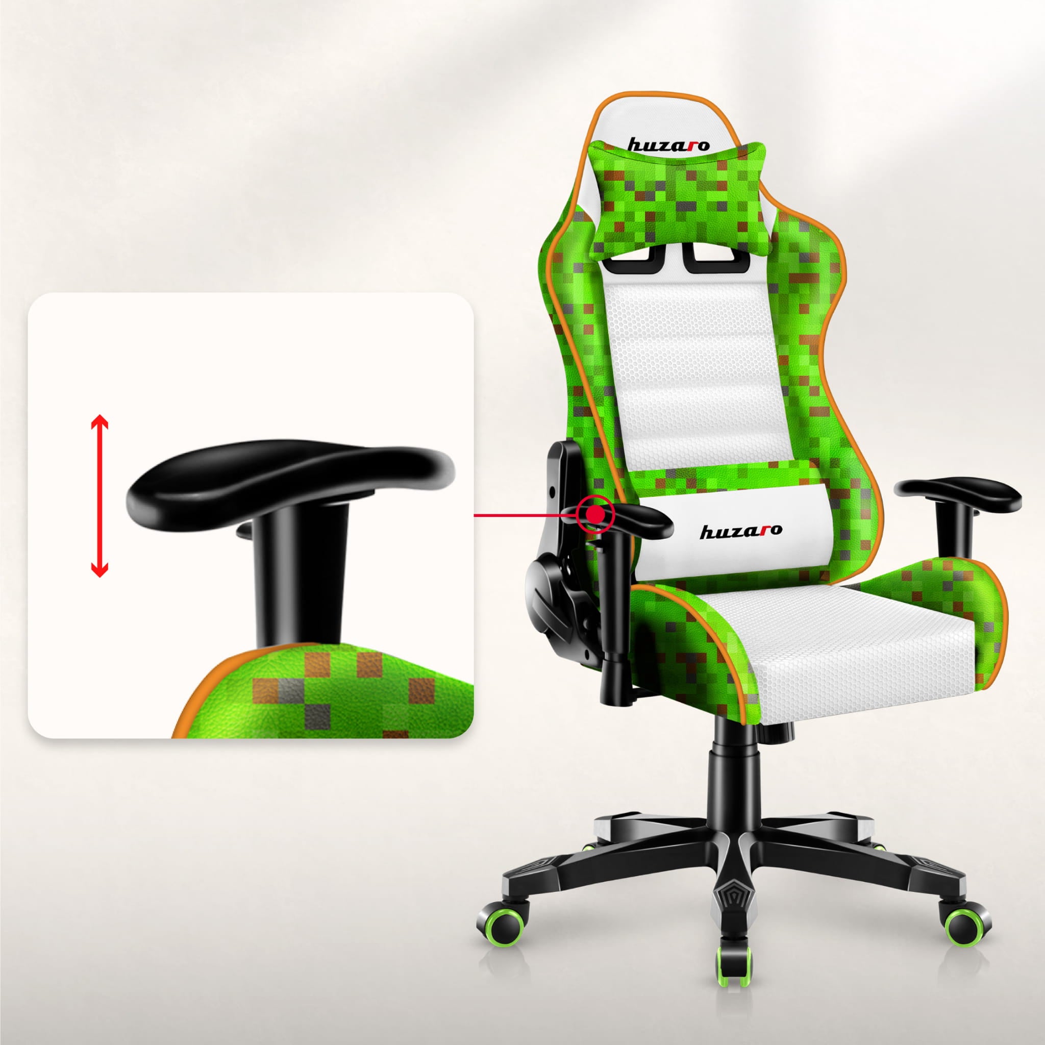 Scaun de gaming pentru copii Huzaro Ranger 6.0 Pixel White