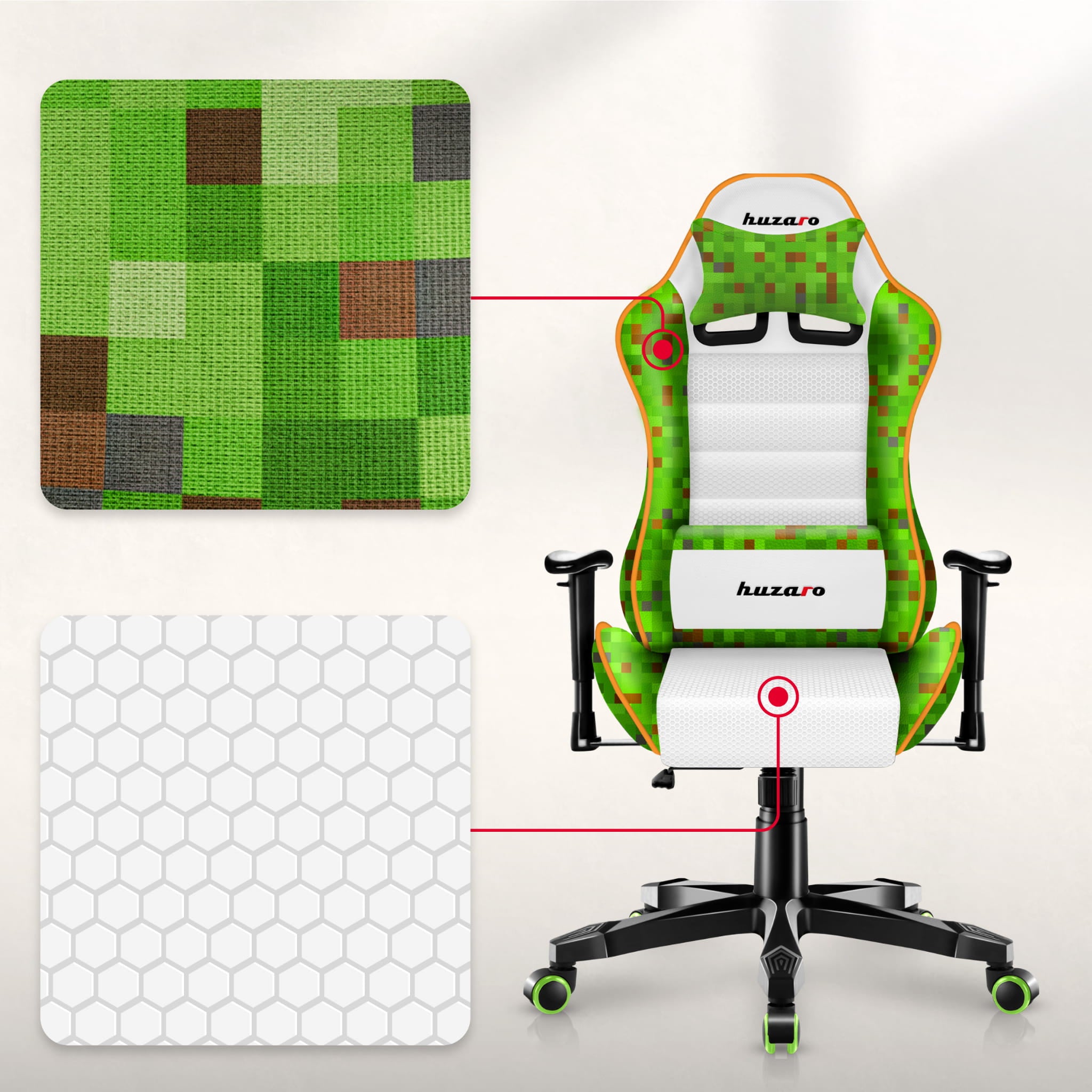 Scaun de gaming pentru copii Huzaro Ranger 6.0 Pixel White