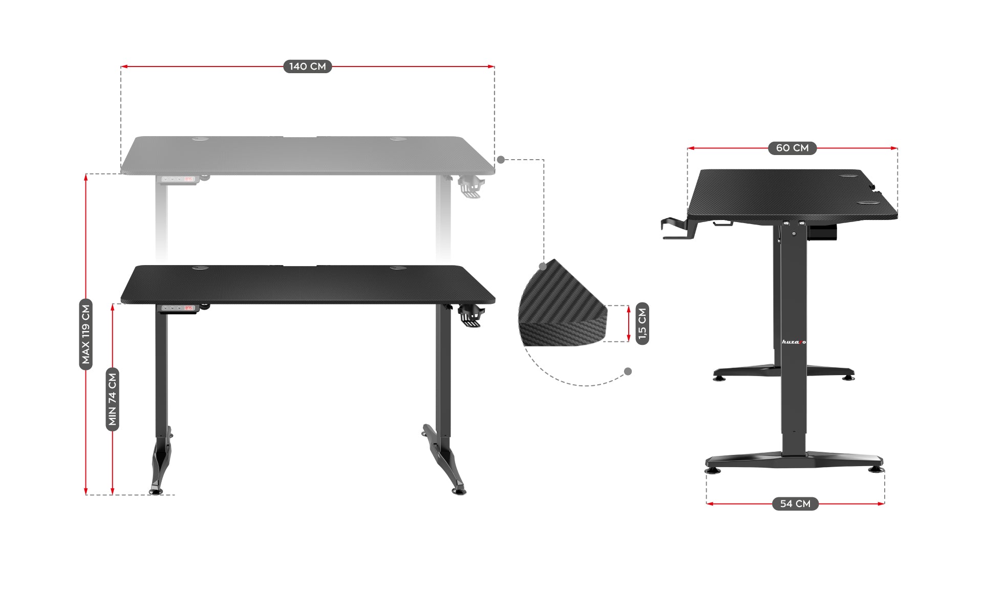 Birou electric Huzaro Hero 8.5 140 cm