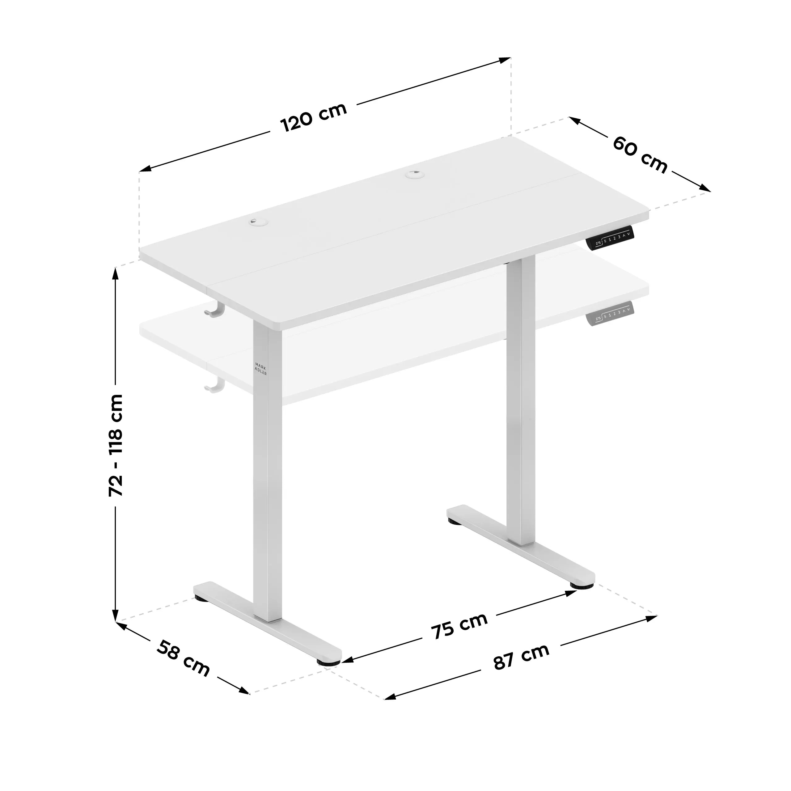 Birou electric reglabil Mark Adler Leader 6.9 White 120 cm
