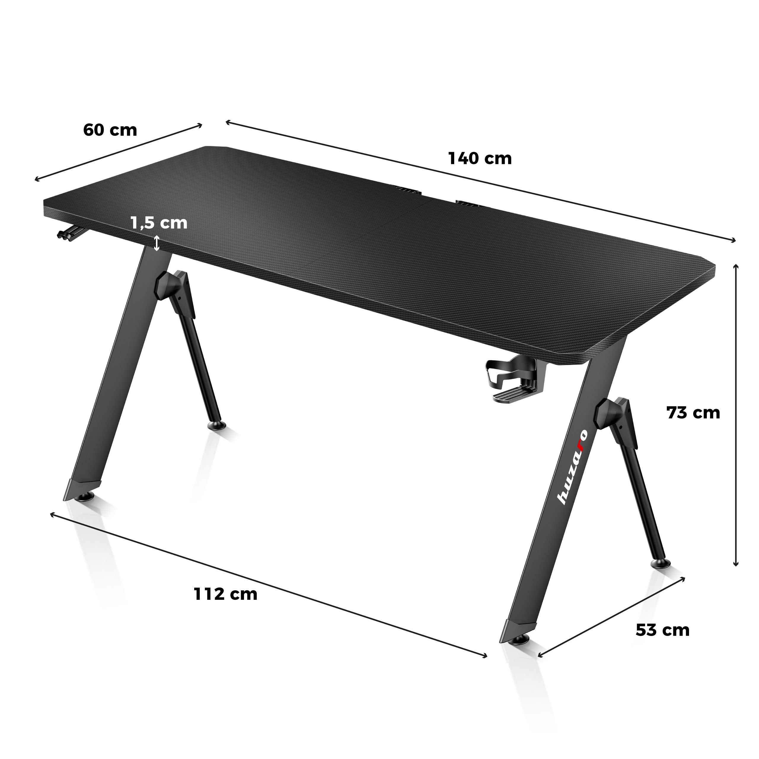 Huzaro Hero 2.8 negru 140 cm birou de gaming