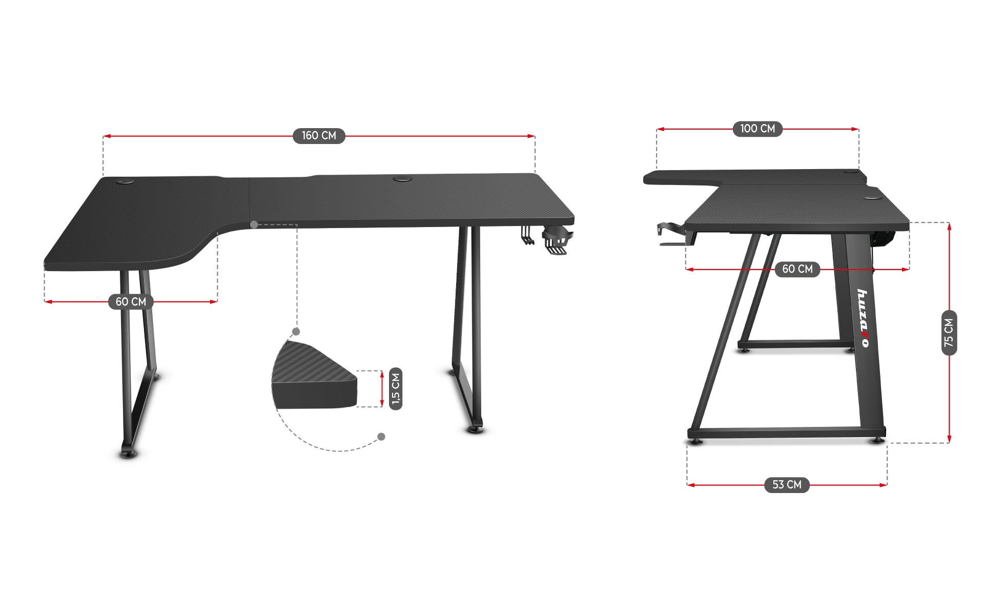 Birou de gaming Huzaro Hero 7.7 160 cm