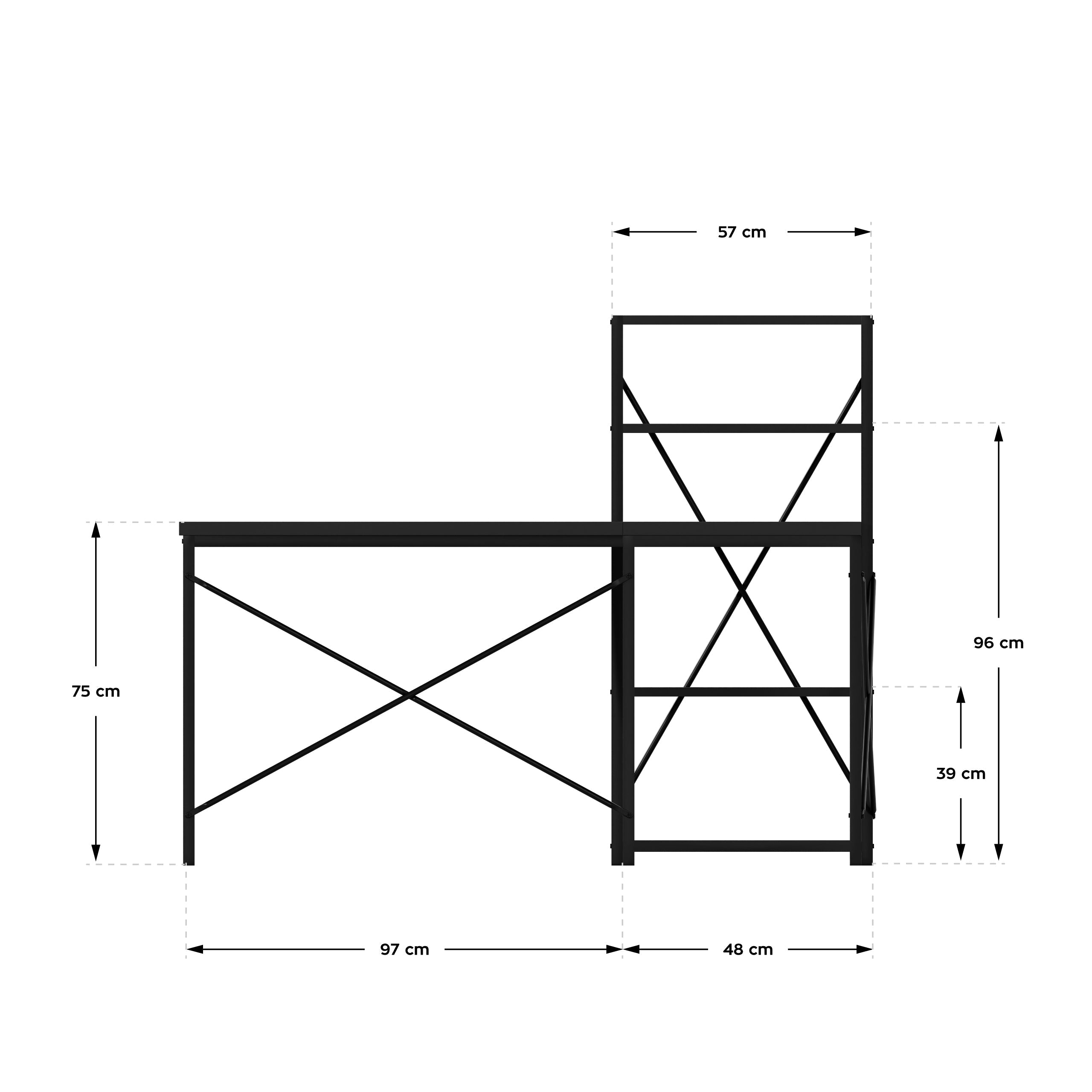 Birou de colț cu rafturi Mark Adler Leader 5.9 Negru 145 cm