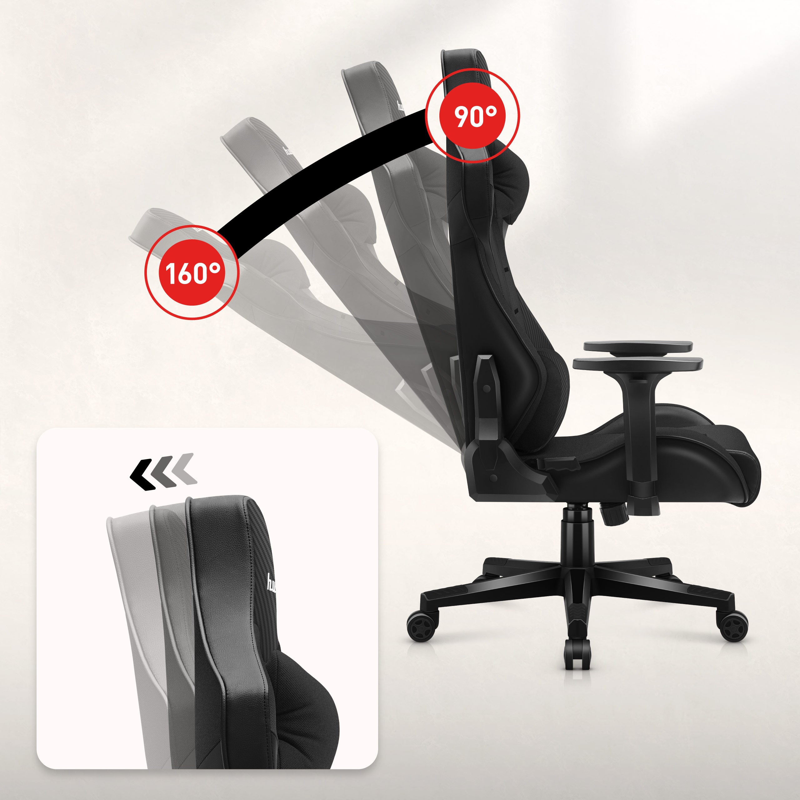 HUZARO FORCE 7.6 Fotoliu de gaming negru