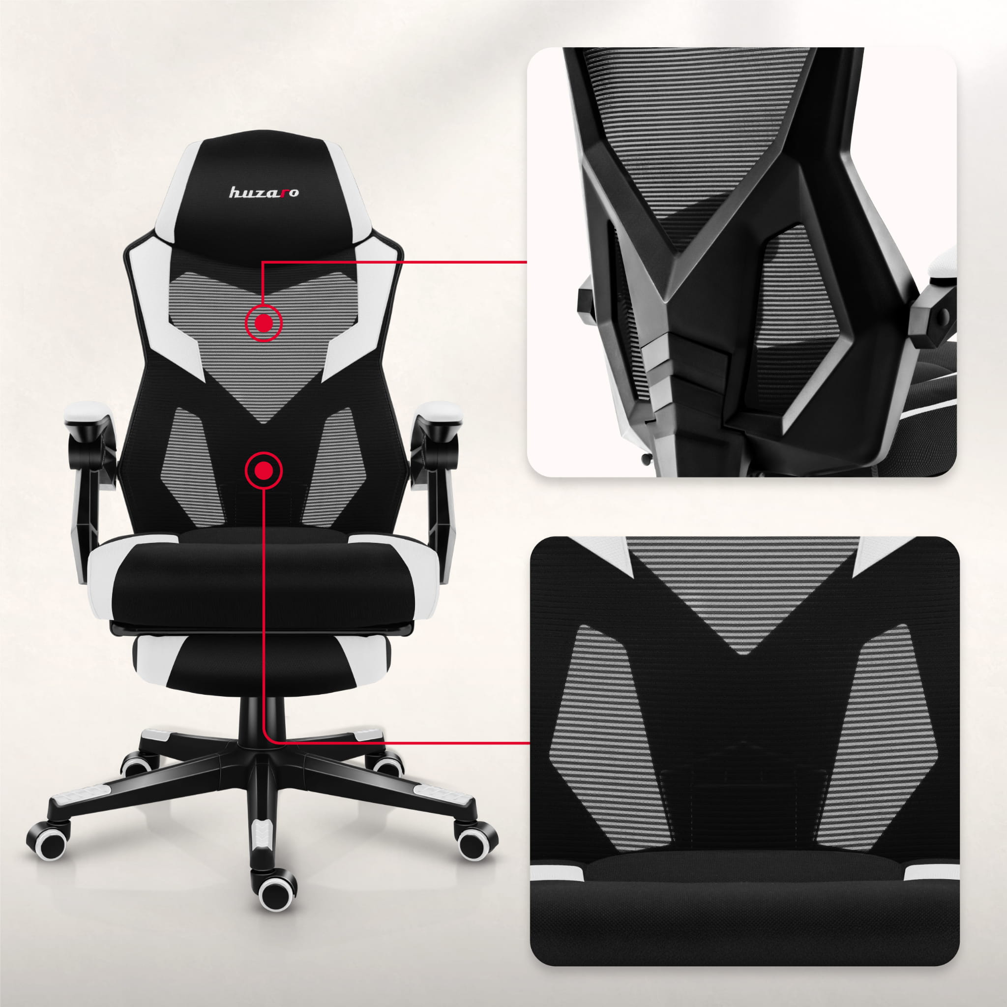 Scaun de gaming Huzaro Combat 3.1 White