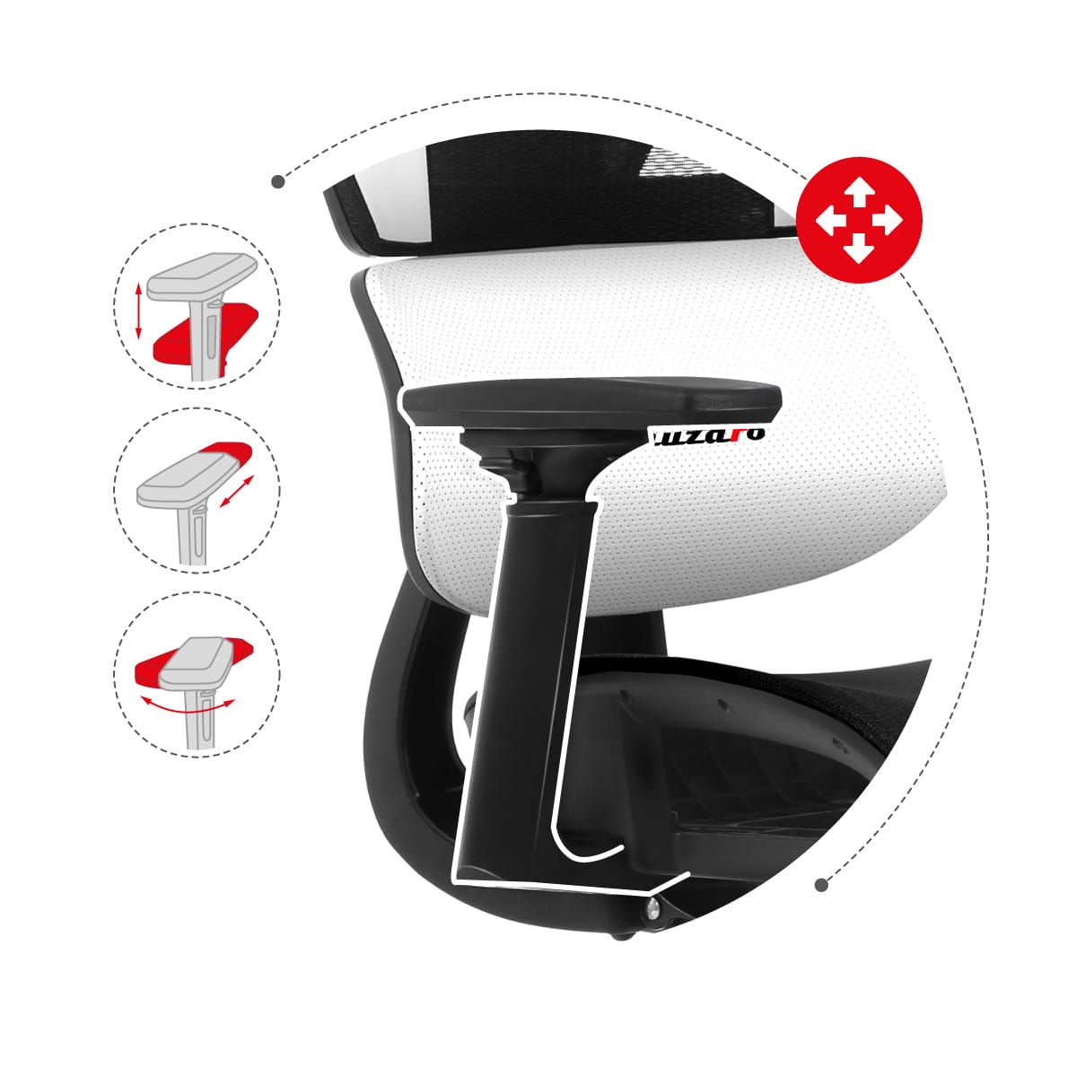 Huzaro Combat 8.0 Fotoliu de gaming alb