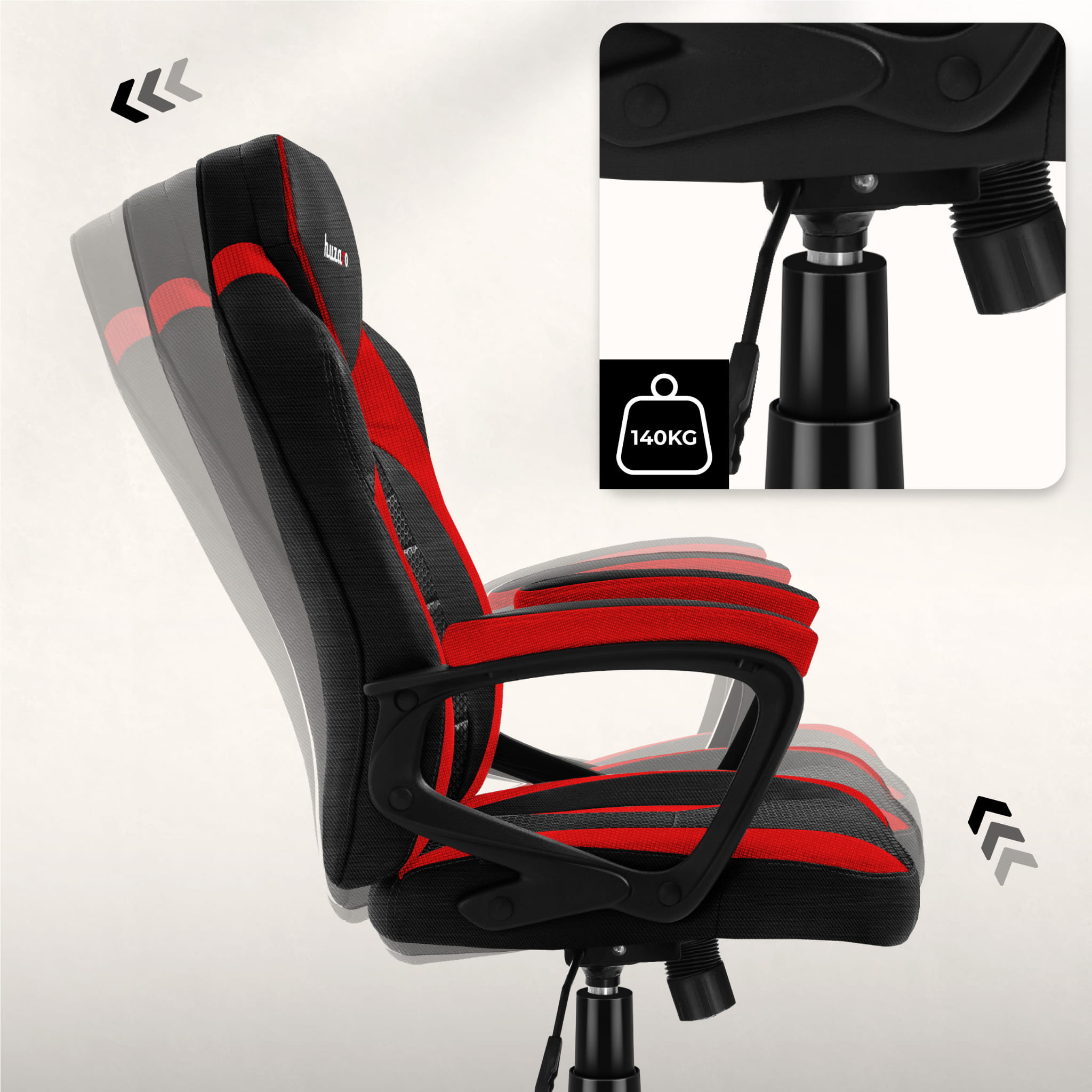 Scaun de gaming HUZARO FORCE 2.5 Red Mesh