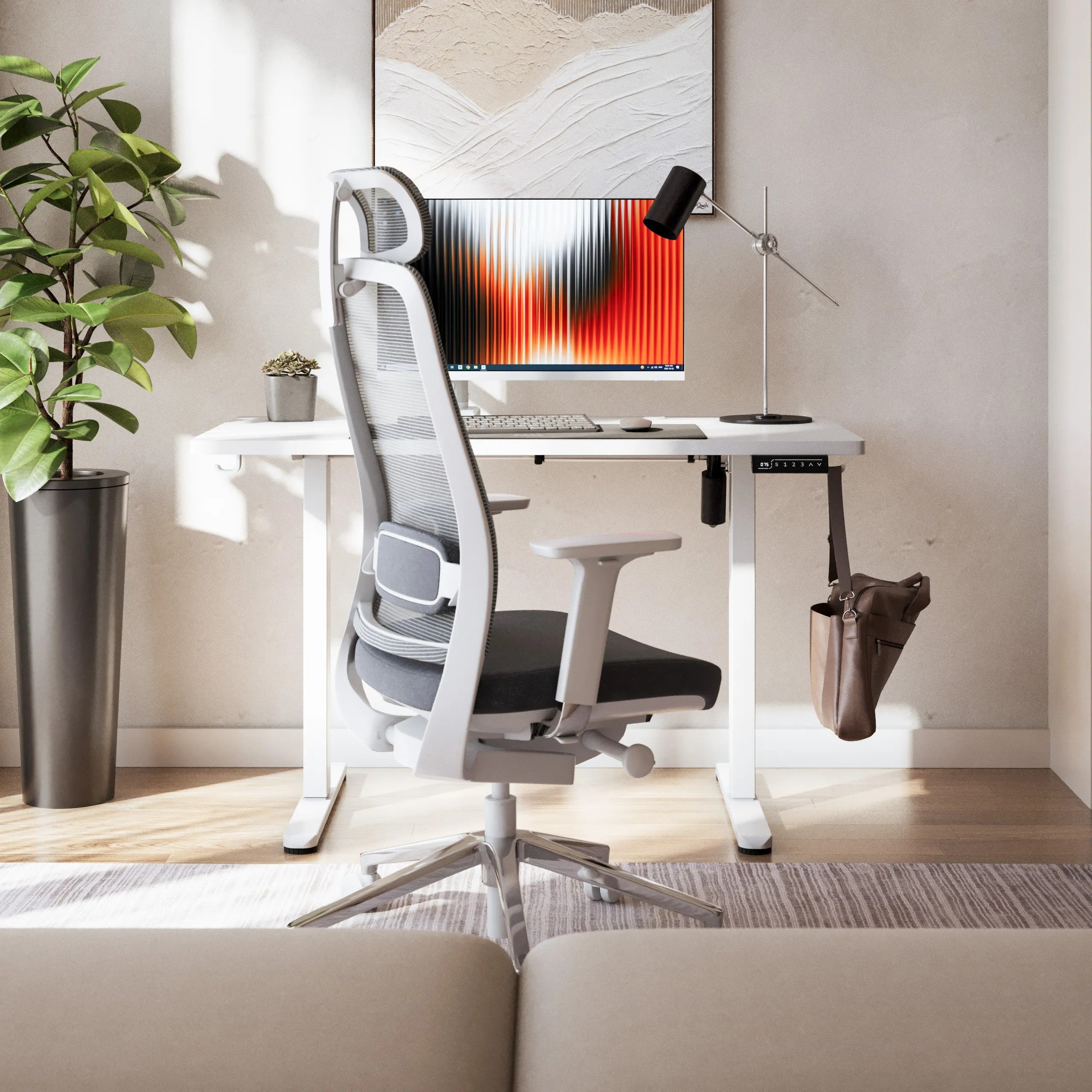 Birou electric reglabil Mark Adler Leader 6.9 White 120 cm