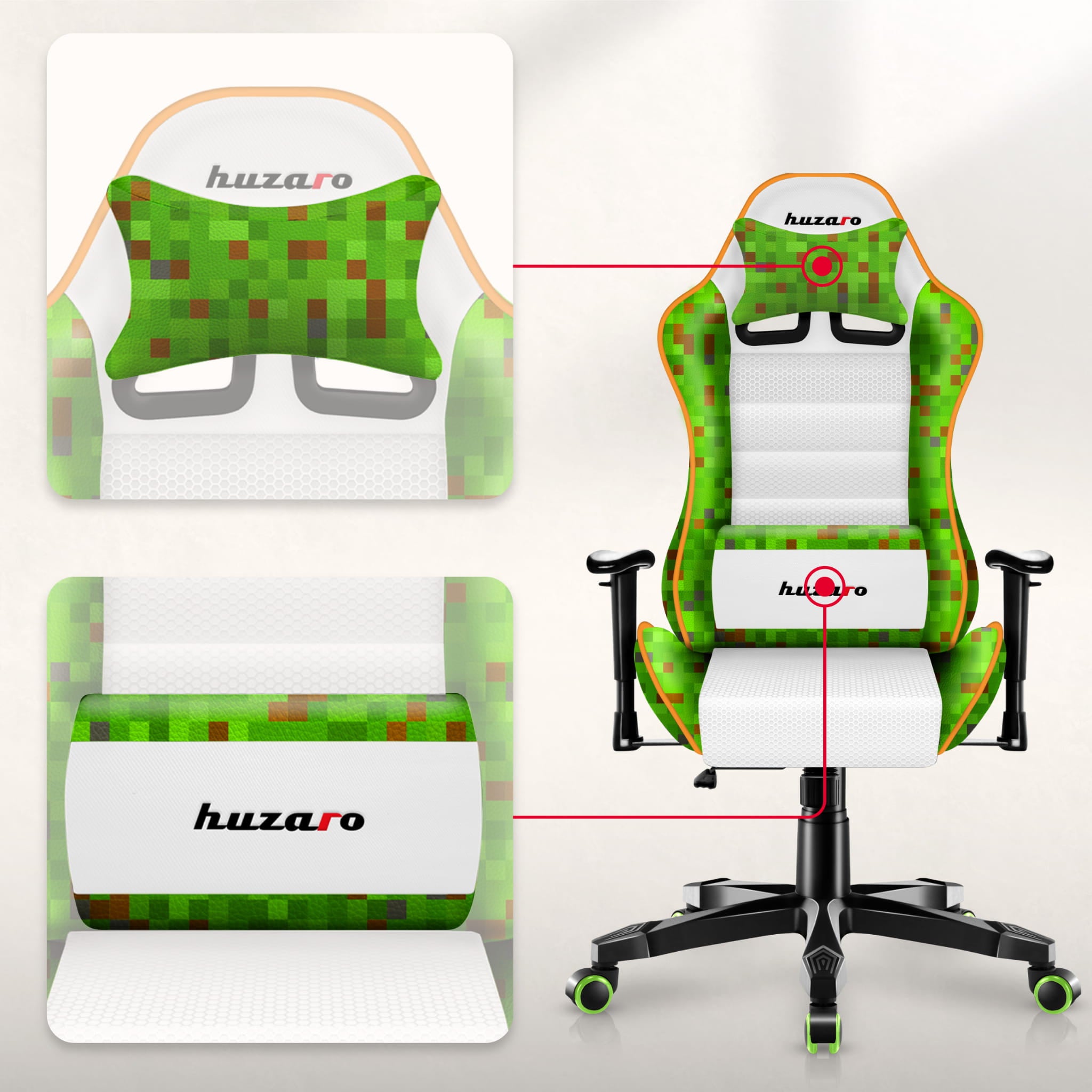 Scaun de gaming pentru copii Huzaro Ranger 6.0 Pixel White