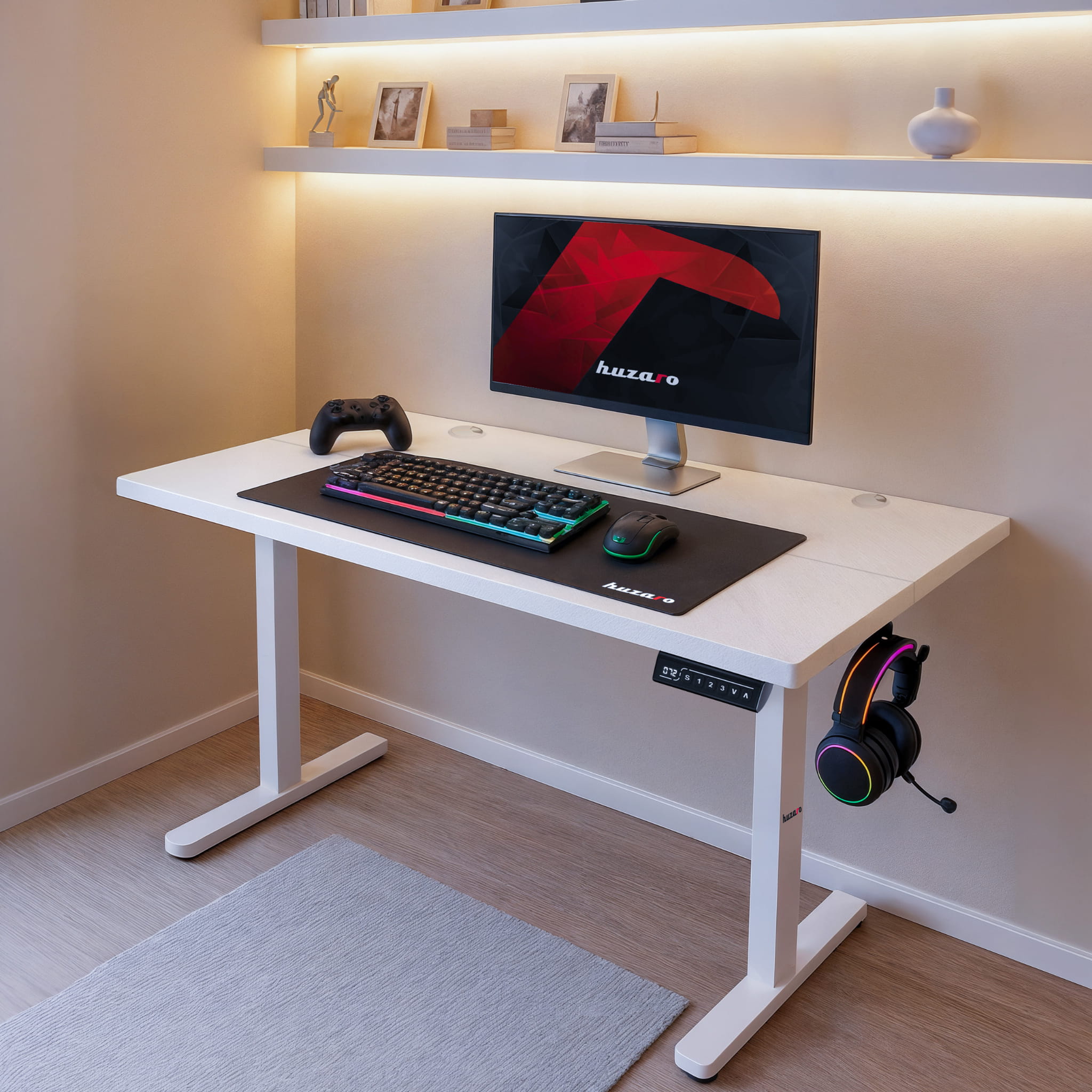 Birou electric Huzaro Hero 8.2 alb 120 cm