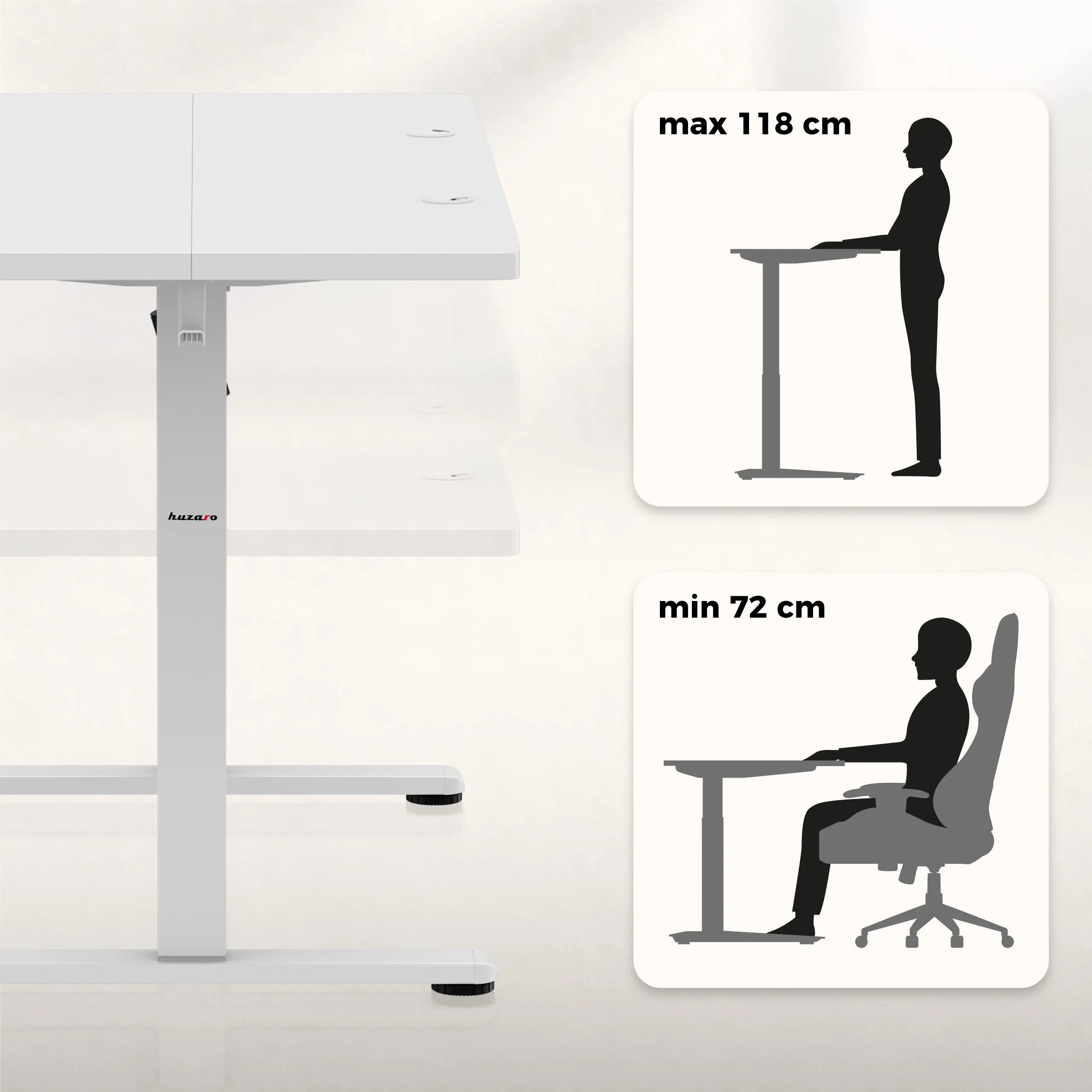Reglarea electrică a înălțimii mesei: 72 - 118 cm