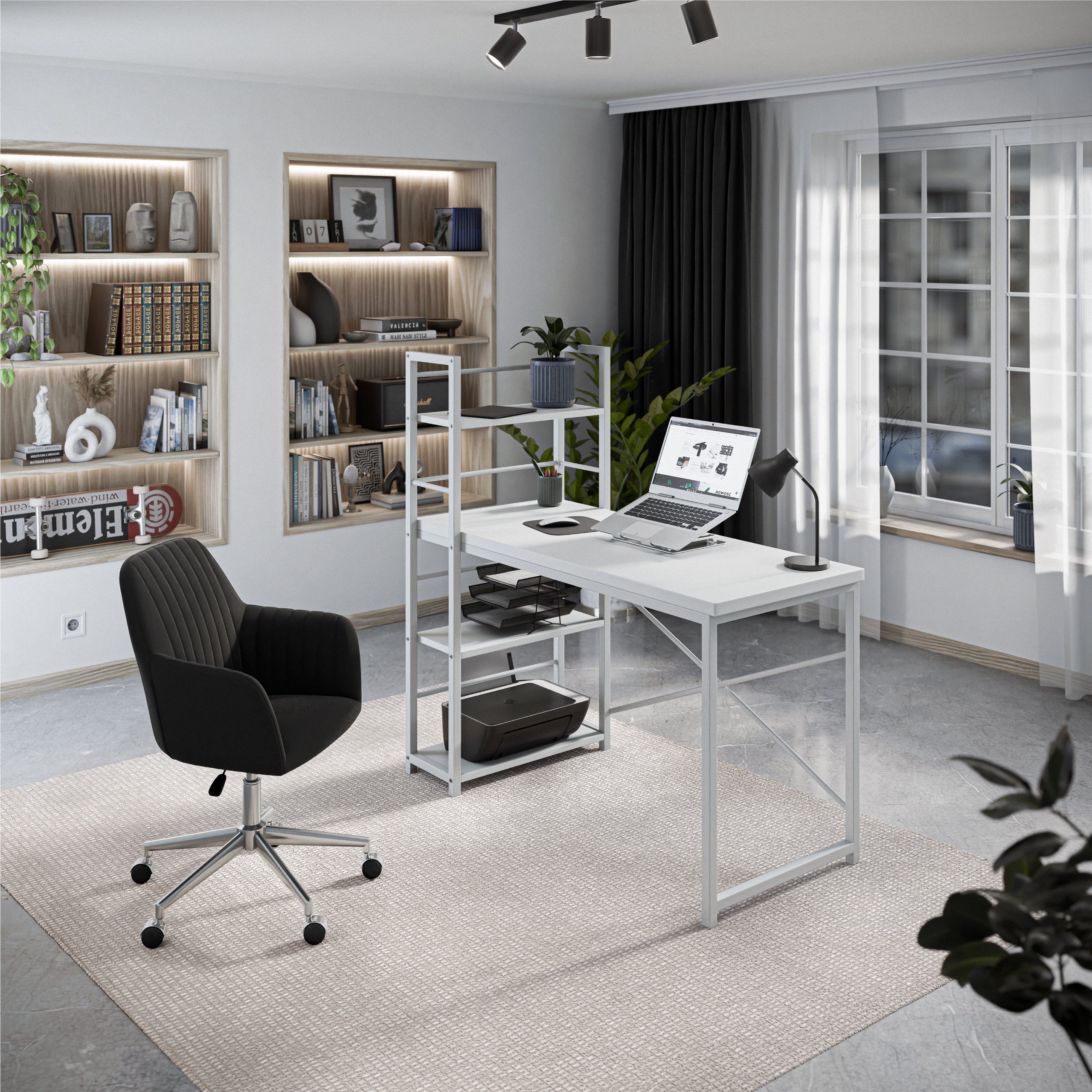 Birou modern cu rafturi