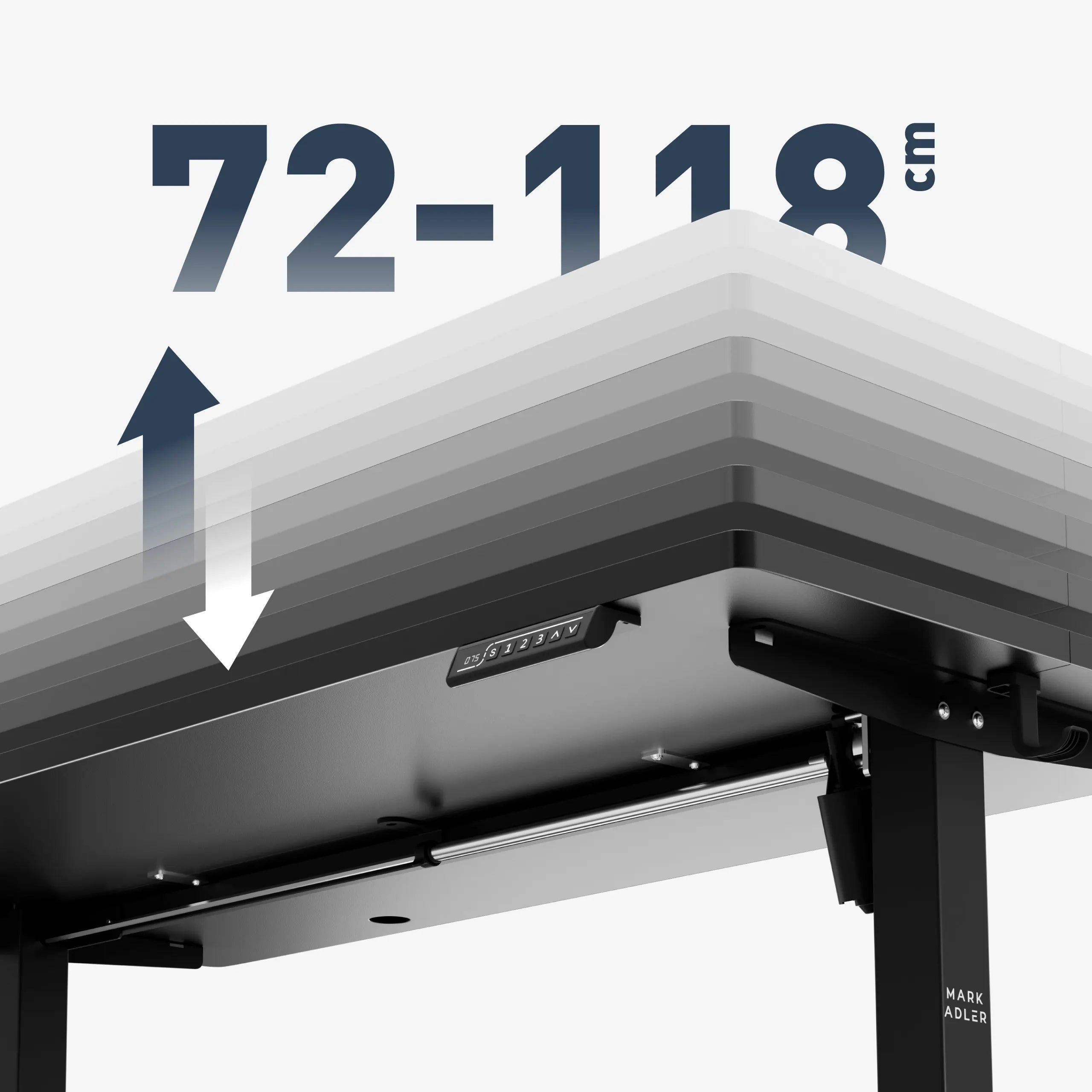 Gamă largă de reglare a înălțimii: 72 - 118 cm